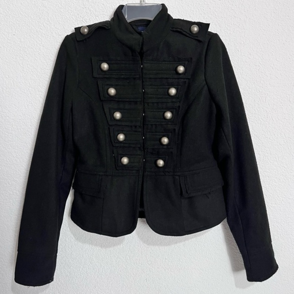 Bluenotes Black Wool Blend Military Jacket Blazer Coat New Small